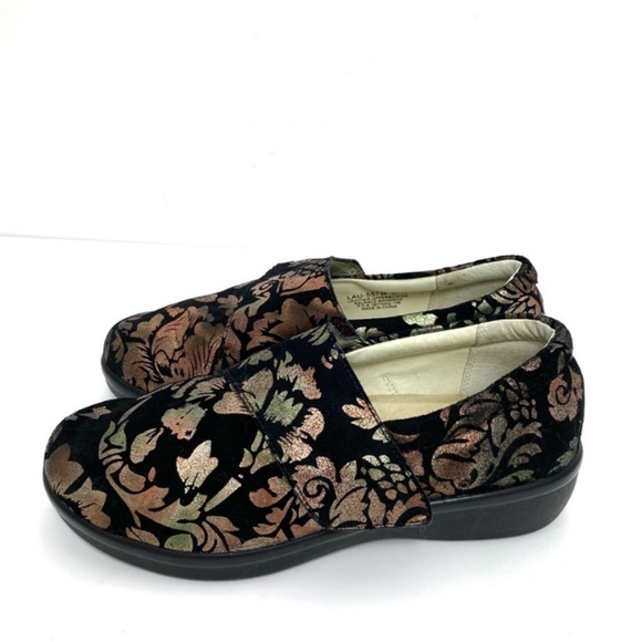 ALEGRIA Lauryn Regal Gold Copper Floral Print Clog Shoes Back Size 7 LAU-557W - Picture 6 of 11